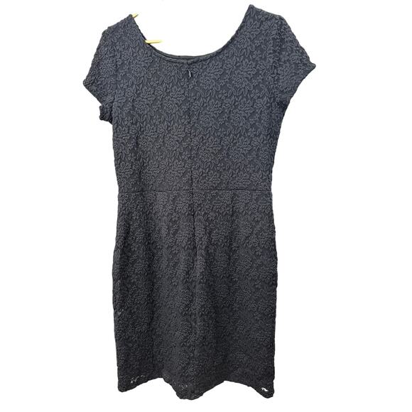 Ann Taylor LOFT Black Sheath Dress Scoop Neck Textured Stretch Above Knee M EUC - Picture 4 of 7